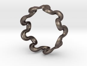 Wavy bracelet 2 - 80 in Polished Bronzed Silver Steel