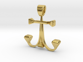 Horseshoe's nails - Anchor [pendant] in Polished Brass