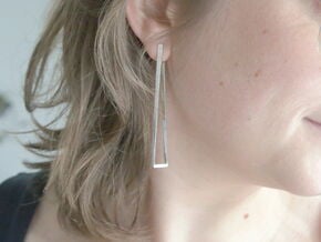 Faux square earrings in Natural Silver
