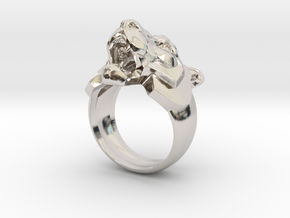 Tiger Face Ring jewelry in Rhodium Plated Brass: 10 / 61.5