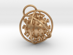 Coronavirus Pendant amulet in Natural Bronze (Interlocking Parts)
