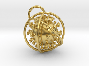 Coronavirus Pendant amulet in Polished Brass (Interlocking Parts)