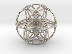 Cuboctahedral Flower of Life Sacred Geometry in Rhodium Plated Brass