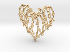 Barbed Wire Heart Cage Pendant in 14K Yellow Gold