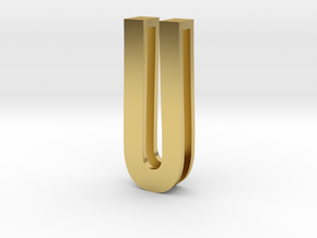 Choker Slide Letters (4cm) - Letter U ver.2 in Polished Brass