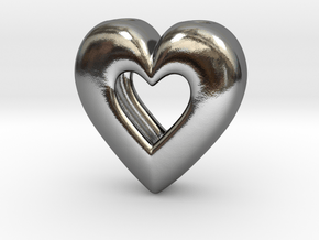 Heart Pendant ver.2 in Polished Silver