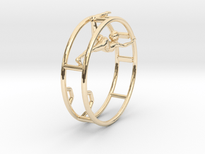 Wheel Gymnastics Pendant Pose 2 in 14k Gold Plated Brass