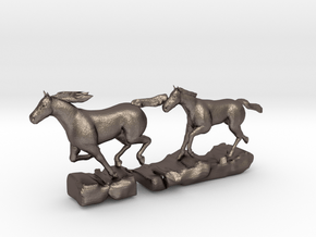 Gallopierende Pferde in Polished Bronzed-Silver Steel