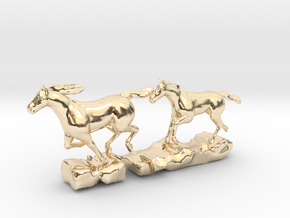 Gallopierende Pferde in 14k Gold Plated Brass