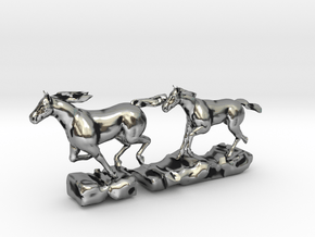 Gallopierende Pferde in Antique Silver
