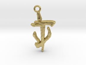 Mark of the Doom Slayer Sigil pendant all material in Natural Brass