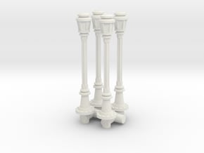 City Lamp Post (x4) 1/100 in White Natural Versatile Plastic