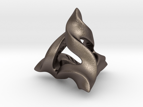 Twisted Horns D4 in Polished Bronzed-Silver Steel