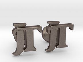 Monogram Cufflinks JT in Polished Bronzed-Silver Steel