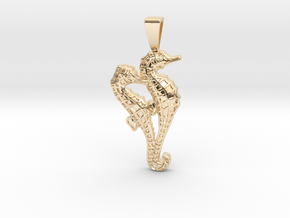 Seahorse Couple Pendant in 14K Yellow Gold