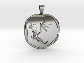 Dragon Wax Seal with Bail  in Fine Detail Polished Silver