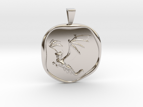 Dragon Wax Seal with Bail  in Rhodium Plated Brass