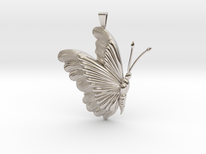Detailed Butterfly Pendant with Bail in Rhodium Plated Brass