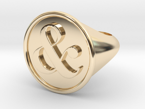 & Signet Ring - Size 6 in 14k Gold Plated Brass