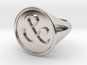 & Signet Ring - Size 6 in Rhodium Plated Brass