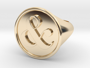 & Signet Ring - Size 7 in 14k Gold Plated Brass