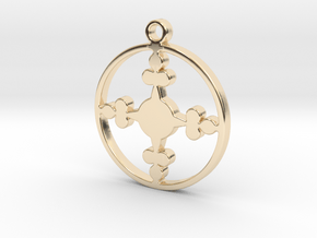 Queen of Clubs - Pendant in 14k Gold Plated Brass