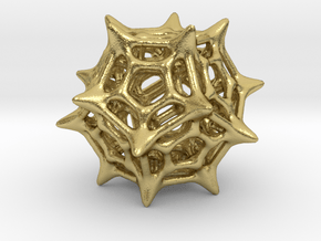 Dodecahedron Pendant Type C in Natural Brass: Small