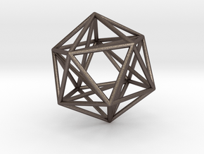 Icosahedron with Golden Rectangles in Polished Bronzed-Silver Steel: 1:60