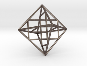Octahedron with three Golden Rectangles in Polished Bronzed-Silver Steel