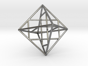 Octahedron with three Golden Rectangles in Polished Silver