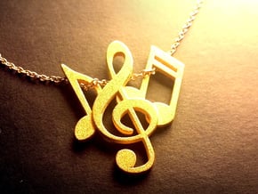 Music Necklace in Polished Gold Steel