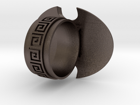 Alpha Ring in Polished Bronzed-Silver Steel: 10 / 61.5