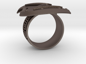 Sigma Ring in Polished Bronzed-Silver Steel: 11 / 64