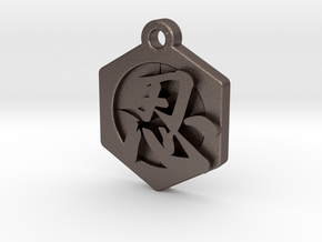 Samurai, Ninja charm, pendant, keychain type2 in Polished Bronzed-Silver Steel