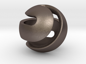 Hexasphericon Pendant-Sphere in Polished Bronzed-Silver Steel