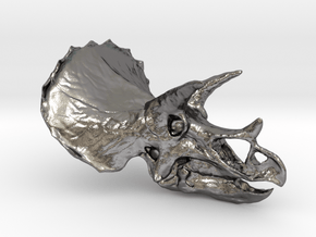 Triceratops Pendant in Polished Nickel Steel