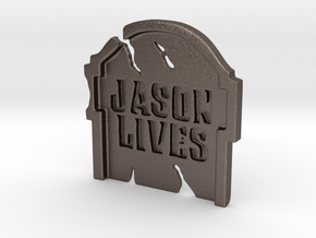 Jason Lives TOMBSTONE Pendant ⛧ VIL ⛧ in Polished Bronzed-Silver Steel: Large