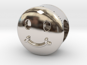 Smiley Face Bead in Rhodium Plated Brass