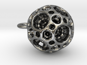 Mini geometric sphere pendant in Polished Silver