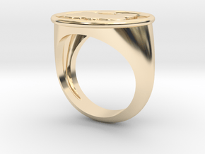 Angel Signet Ring Size 7.0 in 14k Gold Plated Brass