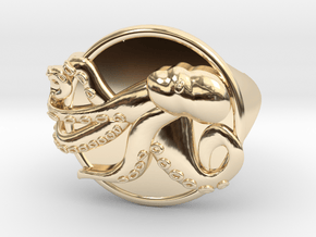 Playful Octopus Signet Ring Size 6.0 in 14K Yellow Gold