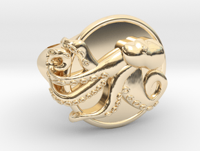Playful Octopus Signet Ring Size 7.0 in 14K Yellow Gold