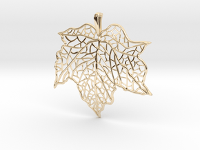 Maple Leaf Pendant with Bail in 14K Yellow Gold
