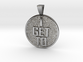 I GET TO Coin Pendant in Fine Detail Polished Silver