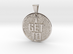 I GET TO Coin Pendant in Rhodium Plated Brass