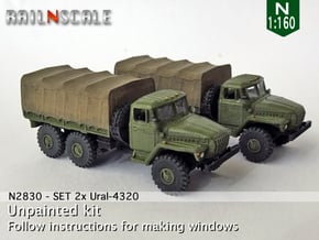 SET 2x Ural-4320 (N 1:160) in Smooth Fine Detail Plastic