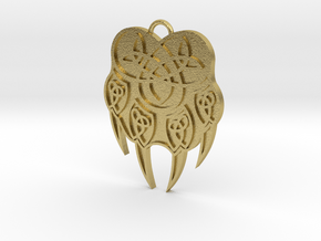 Pendant Veles Slavic Amulet Simbol in Natural Brass