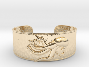 Playful Octopus Large Hammered Cuff in 14k Gold Plated Brass