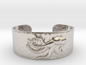 Playful Octopus Large Hammered Cuff in Rhodium Plated Brass
