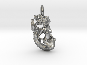 Mermaid Pendant no anchor in Natural Silver